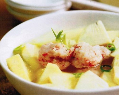 Công thức nấu canh tôm nấu sa-kê